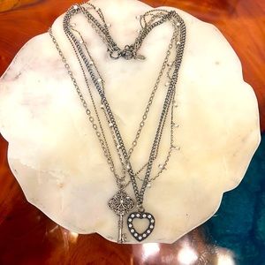 Mixed metal multi-strand necklace with 2 charms by Cookie Lee